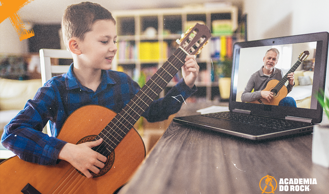 conceito de aulas de música online de autoeducação em casa